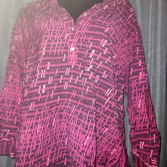 a.n.a Tops - a.n.a Pink and Black Patterned Blouse